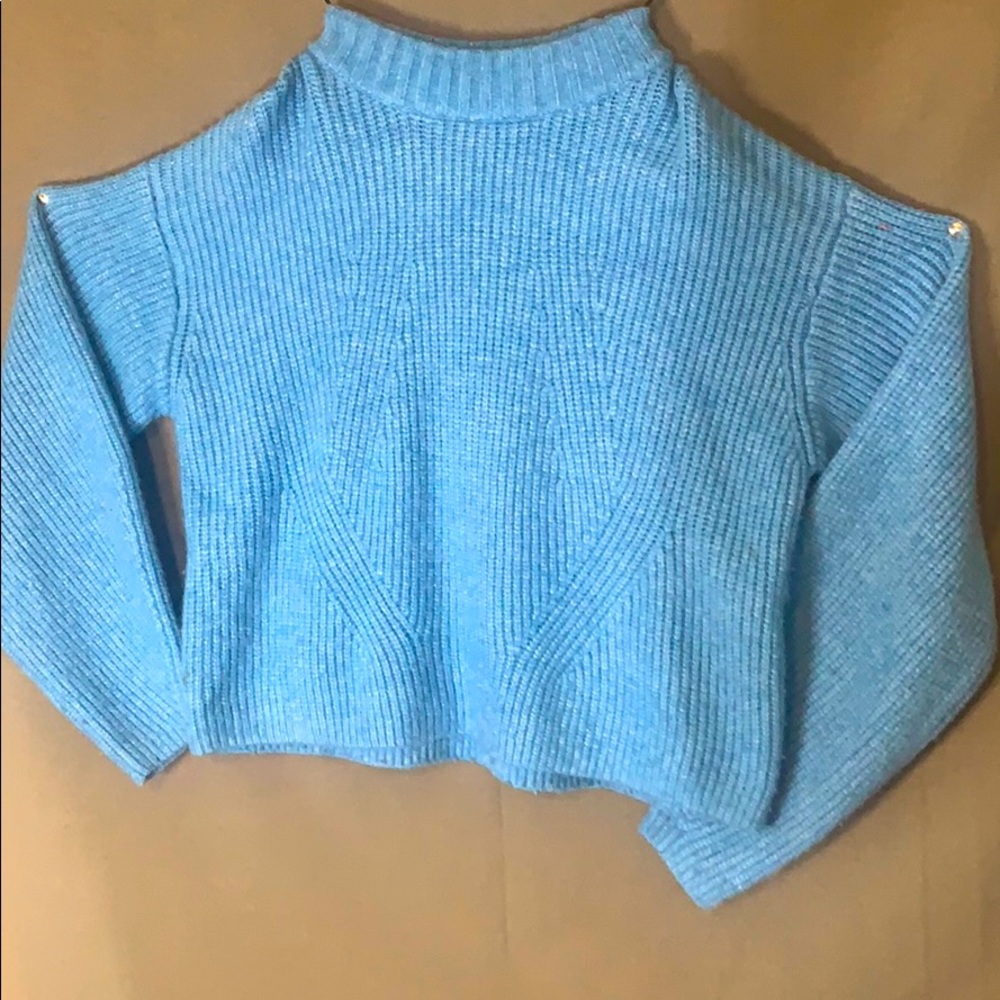 Blue turtle neck